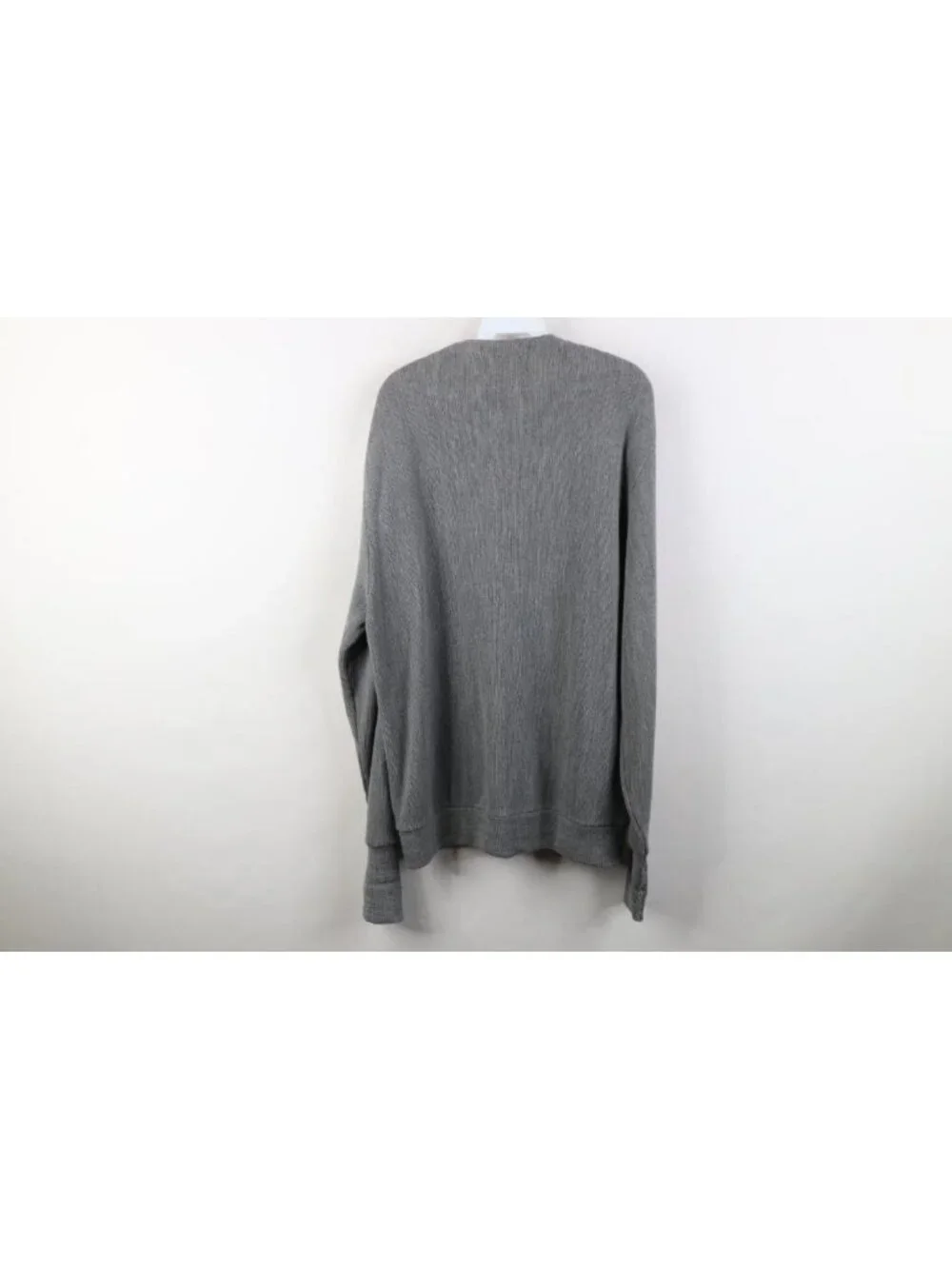 Vtg 90s Streetwear Mens Large Blank Knit Kurt Cobain Cardigan Sweater Gray USA